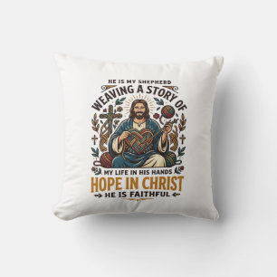 Jesus Crochet Knitting T-Shirt Inspirational Faith Cushion