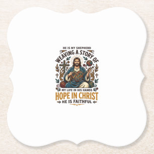 Jesus Crochet Knitting T-Shirt Inspirational Faith Paper Coaster