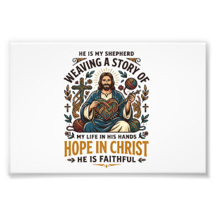 Jesus Crochet Knitting T-Shirt Inspirational Faith Photo Print