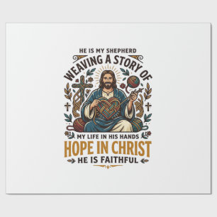 Jesus Crochet Knitting T-Shirt Inspirational Faith Wrapping Paper
