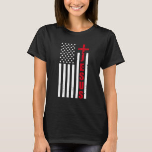 jesus cross american us flag christian easter day  T-Shirt