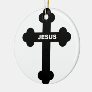 JESUS CROSS CERAMIC TREE DECORATION