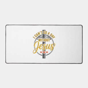 Jesus Cross Christian Typography Shirt Design_1 Desk Mat