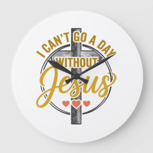 Jesus Cross Christian Typography Shirt Design_1 Large Clock