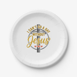 Jesus Cross Christian Typography Shirt Design_1 Paper Plate