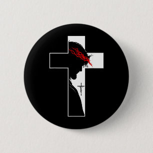 Jesus Cross Crown Of Ns Christian Faith Symbol 6 Cm Round Badge