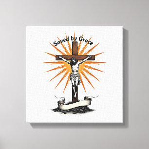 Jesus Cross Faith Vintage Engraving Christian Shir Canvas Print