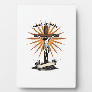 Jesus Cross Faith Vintage Engraving Christian Shir Plaque