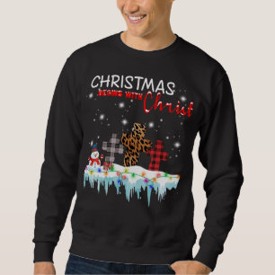 Jesus Cross Gifts, Christmas Begins with Christ Sweatshirt