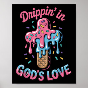 Jesus Cross Gods Love Kids Christian Ice Cream Dri Poster