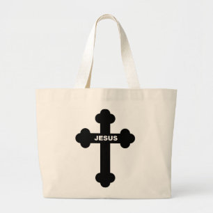 JESUS CROSS LARGE TOTE BAG