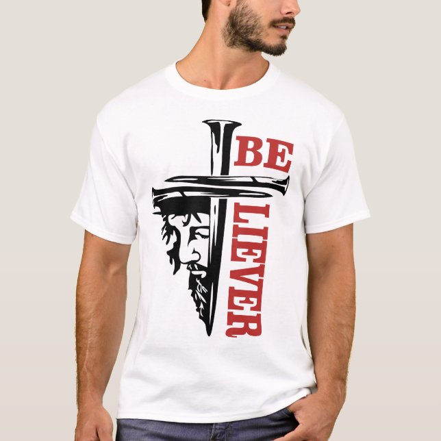 Jesus Cross Nail Design – Powerful Christian T-Shirt (Front)