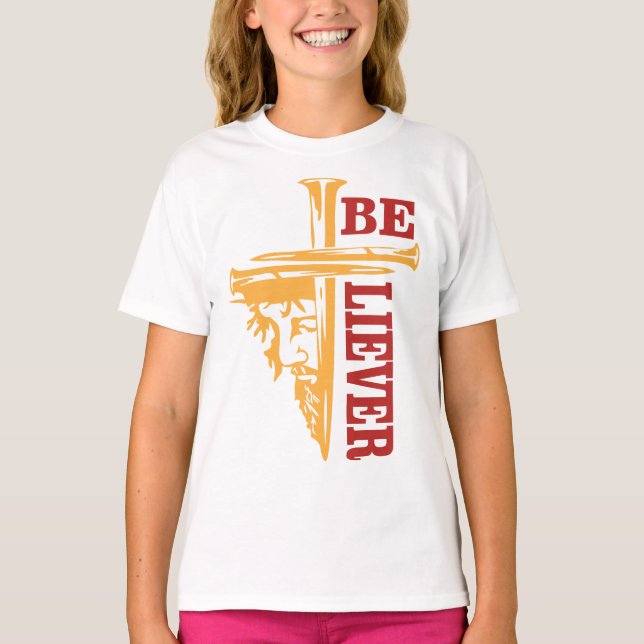 Jesus Cross Nail Design – Powerful Christian T-Shirt (Front)