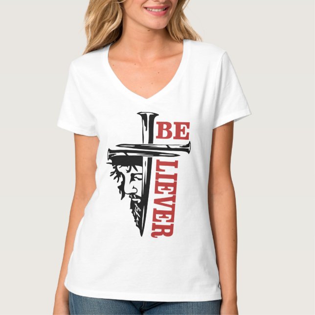 Jesus Cross Nail Design – Powerful Christian T-Shirt (Front)