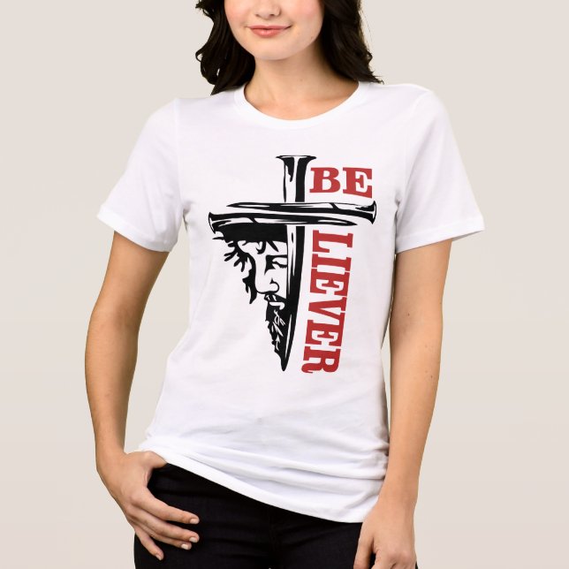 Jesus Cross Nail Design – Powerful Christian Tri-Blend Shirt (Front)