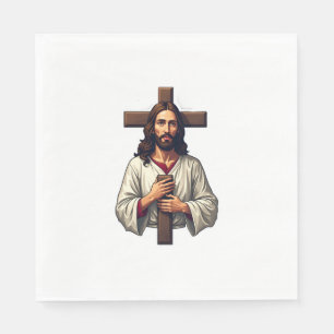 Jesus Cross Portrait Vintage Engraving Shirt 2 Napkin