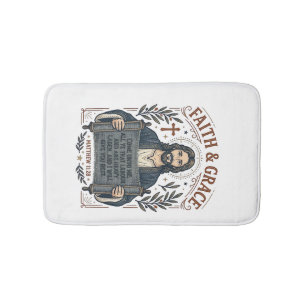 Jesus Cross Stitch Vintage Shirt Christian Graphic Bath Mat