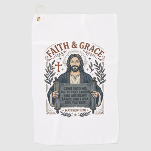 Jesus Cross Stitch Vintage Shirt Christian Graphic Golf Towel