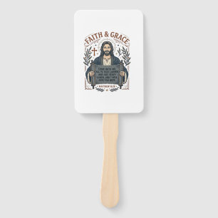 Jesus Cross Stitch Vintage Shirt Christian Graphic Hand Fan