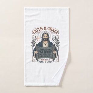 Jesus Cross Stitch Vintage Shirt Christian Graphic Hand Towel