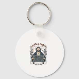 Jesus Cross Stitch Vintage Shirt Christian Graphic Key Ring