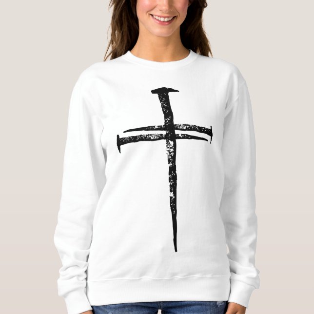 Jesus Cross Three Nails Christian Vintage Sweatshirt (Front)
