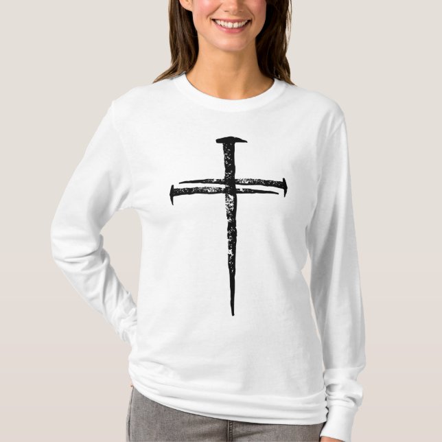 Jesus Cross Three Nails Christian Vintage T-Shirt (Front)