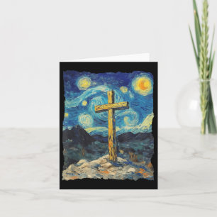 Jesus Cross Van Gogh Style Starry Night Art Christ Card