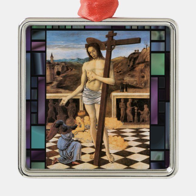 Jesus Cross Vintage Art Bellini Ornament (Front)