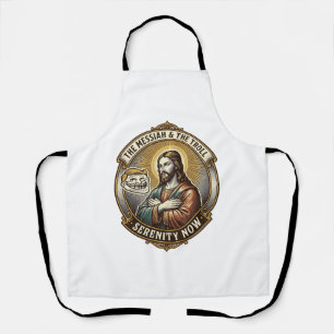 Jesus Crossing Arms Internet Troll Face Emoji Humo Apron