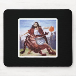 Jesus Crossing Up Satan Basketball Mouse Pad
