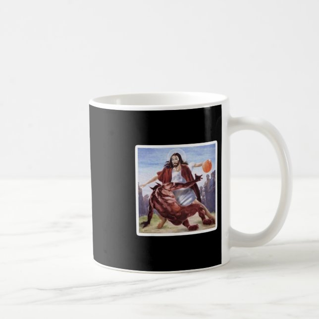 Jesus Crossing Up Satan Sketll  Coffee Mug (Right)