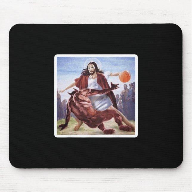 Jesus Crossing Up Satan Sketll  Mouse Pad (Front)