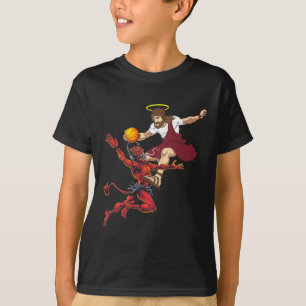 Jesus Crossing Up The Devil Basketball Player Dunk T-Shirt