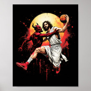 Jesus Crossing Up The Devil Sketll Lover Christian Poster