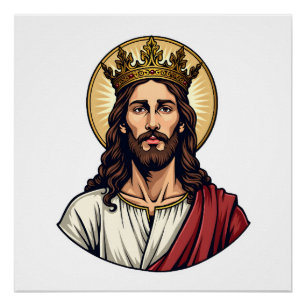 Jesus Crown Halo Vintage Engraving Shirt 2 Poster