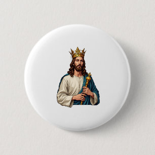 Jesus Crown Sceptre Vintage Engraving Shirt 2 6 Cm Round Badge