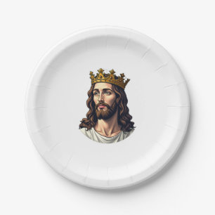 Jesus Crowned King Vintage Engraving Faith Shirt ( Paper Plate