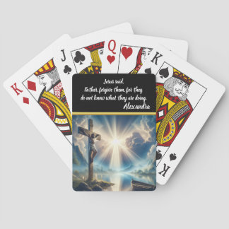 Jesus Crucified Above Waters Awaiting Resurrection Playing Cards