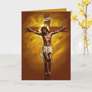 Jesus Crucified Blessed Easter Card Gold