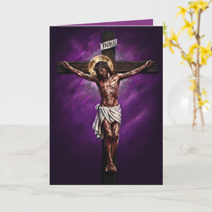 Jesus Crucified Blessed Easter Card Purple