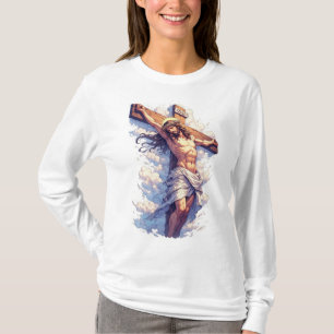 Jesus Crucifix Christian Women's Long Sleeve Tee