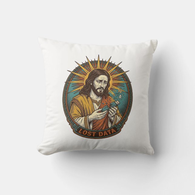 Jesus Crushed USB Flash Drive Lost Data Humor_1 Cushion (Front)