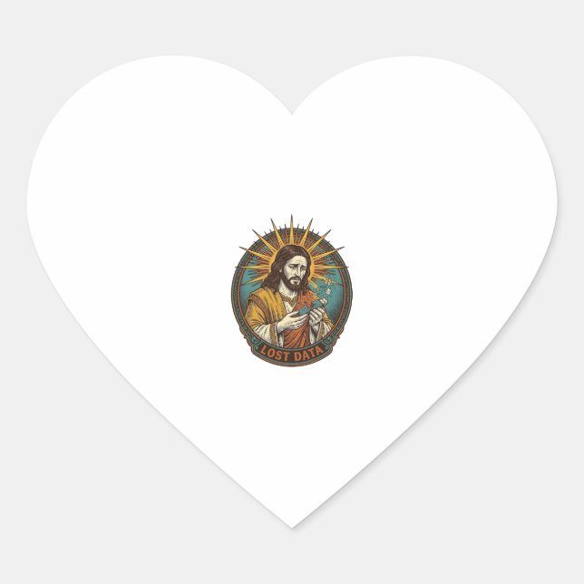 Jesus Crushed USB Flash Drive Lost Data Humor_1 Heart Sticker (Front)