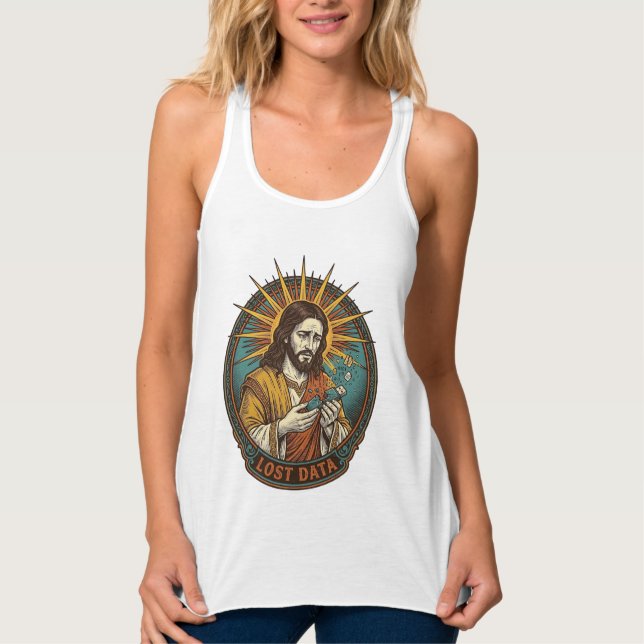 Jesus Crushed USB Flash Drive Lost Data Humor_1 Singlet (Front)