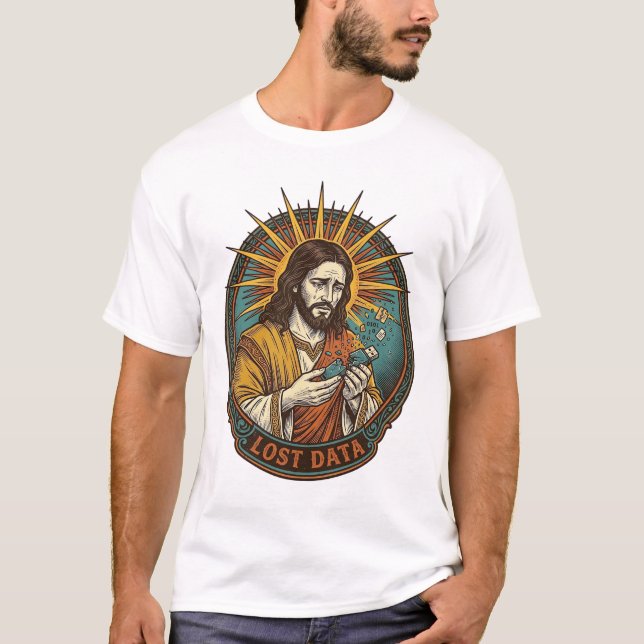 Jesus Crushed USB Flash Drive Lost Data Humor_1 T-Shirt (Front)