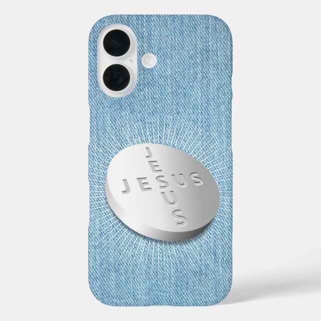 Jesus Cures Pill Christian Religious Denim Jeans Case-Mate iPhone Case (Back)