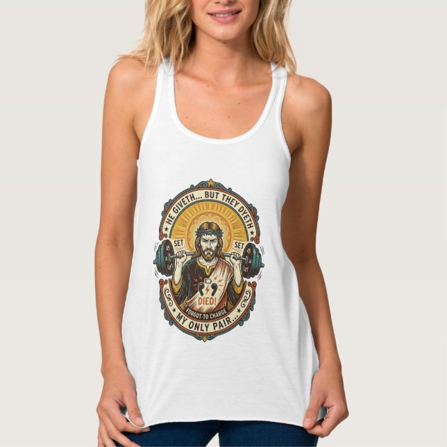 Jesus Dead Headphones Mid Set Silent Workout Gym H Singlet (Front)
