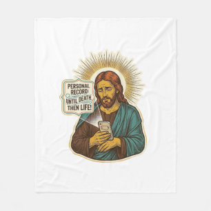 Jesus Dead Phone No Music Heavy Lift Gym Humor_1 Fleece Blanket