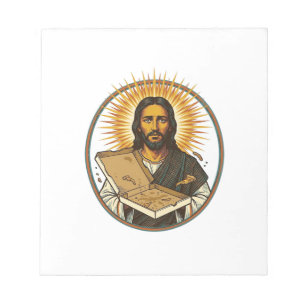 Jesus Deceived By Empty Pizza Box Party Food Humou Notepad
